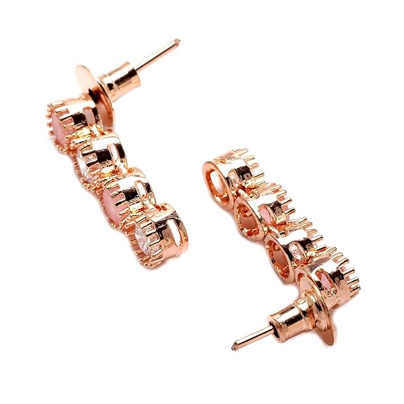 ZENEME Jewellery Set Classic Style AD/American Diamond Studded Rose Gold Plated Handcrafted Circle Necklace Set for Women & Girls