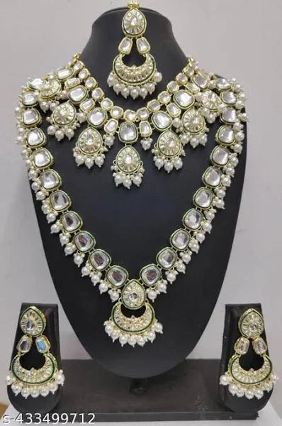 Indian Traditional Kundan Meenkari Jewelry Set for Women and Girls